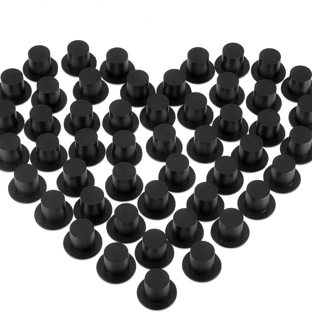 50 Pieces Mini Black Top Hats, Plastic Magician Hats for DIY Decoration, Snowman